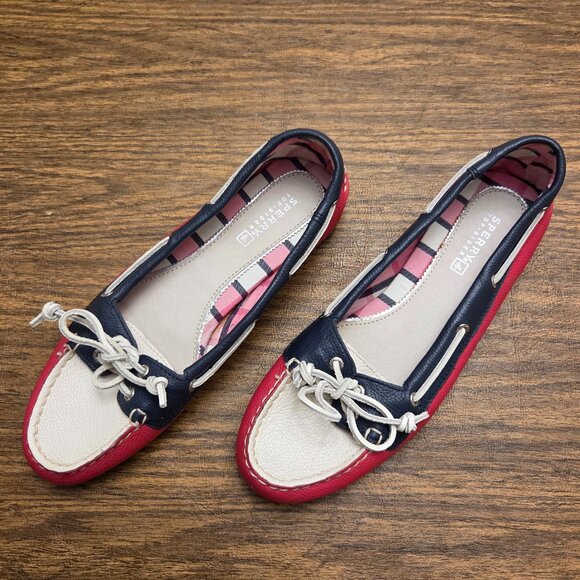 SPERRY TOP SIDER Women's Leather Upper Slip-On Loafers - Pink/Cream/Navy Sz 7M - Picture 13 of 16